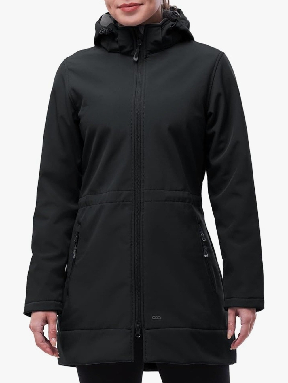 Andrew Marc Women's Black Hooded Mid-Length Trench Coat